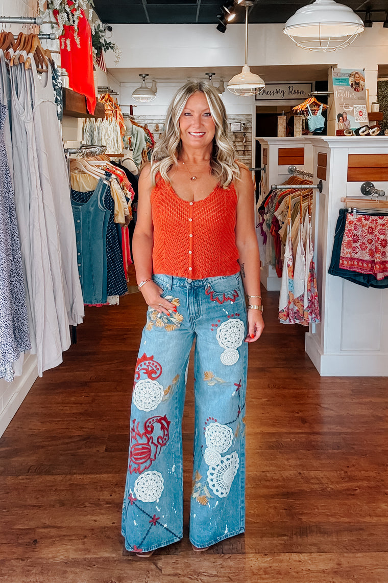 Karson Embroidered Denim