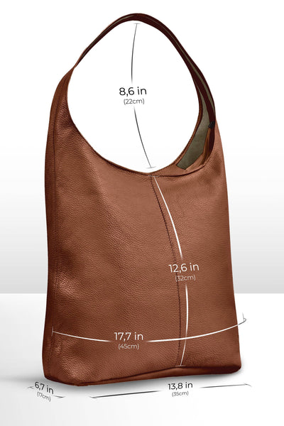 Siena Italian Full-Grain Leather Hobo Bag - Camel Brown