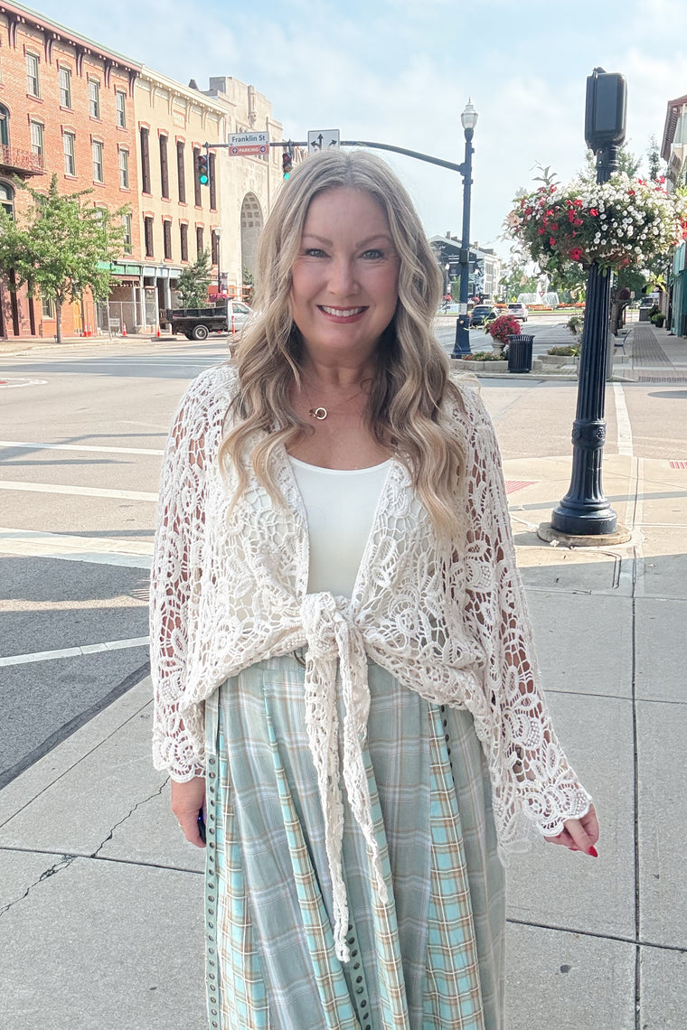 Tie Lace Kimono - Natural