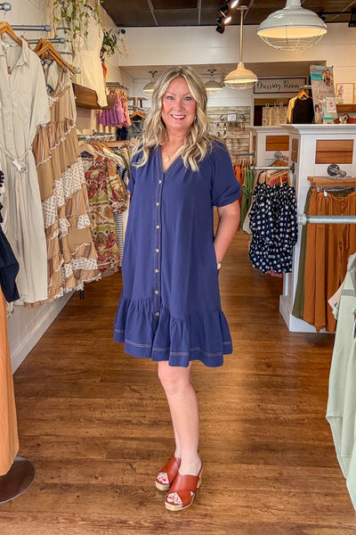Wesley  Dress - Bright Navy
