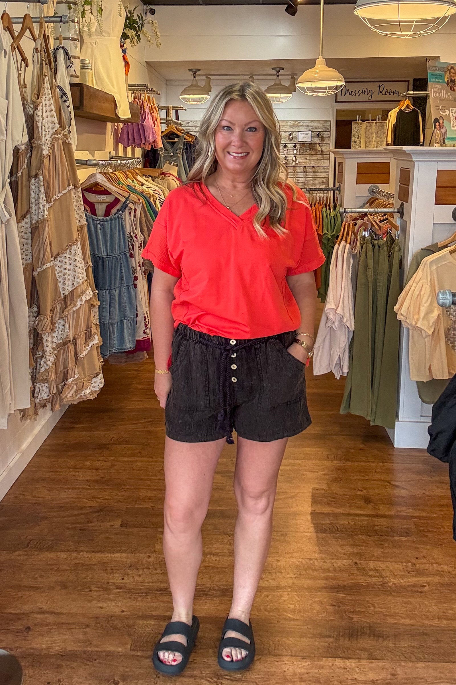 Florence Drawstring Shorts - Ash Black
