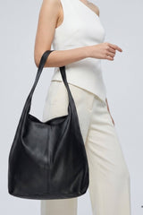 Siena Italian Full-Grain Leather Hobo Bag - Black