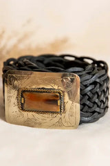 Urano Wide Black Leather Belt