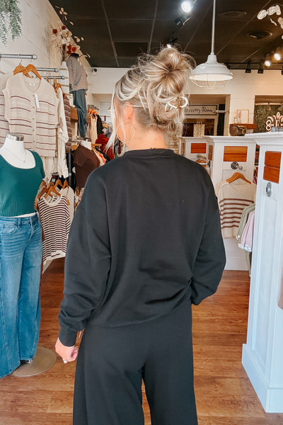 Oversized Crew Neck Sweatshirt - Black