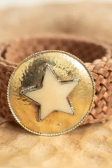 Brown Leather Star Belt
