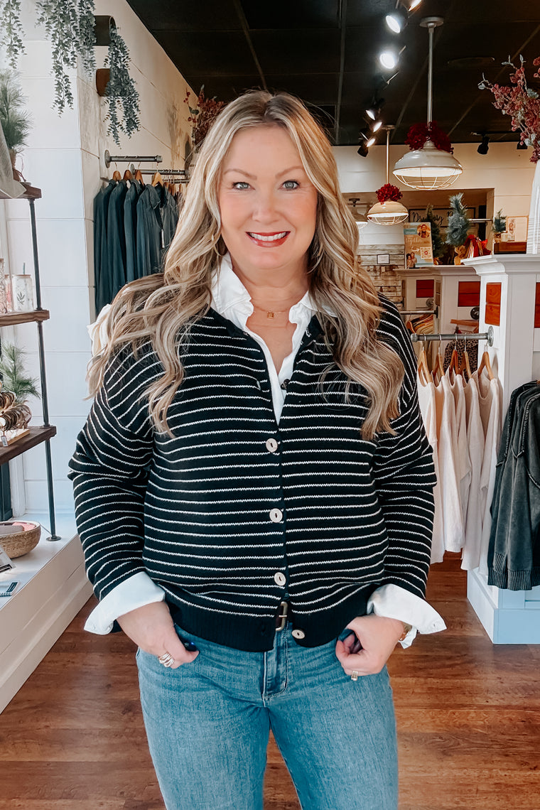 Addessa Button Cardigan - Black