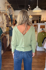 Mae Back Button Pullover - Moss
