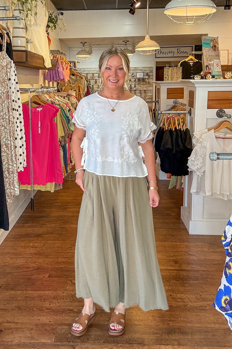 Flora Wide Leg Pants - Olive