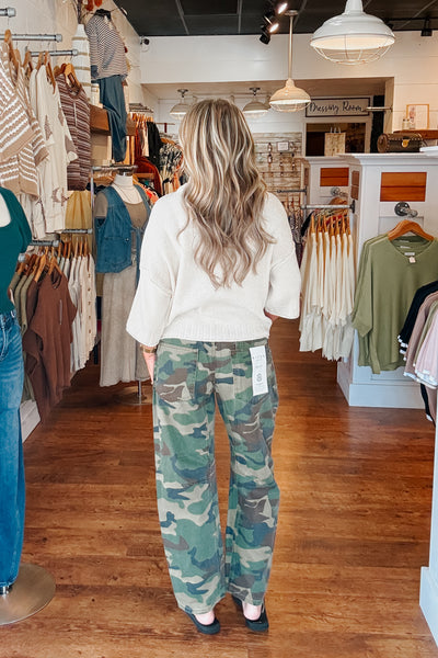 Risen Slouchy Relaxed Camo Barrel Jeans
