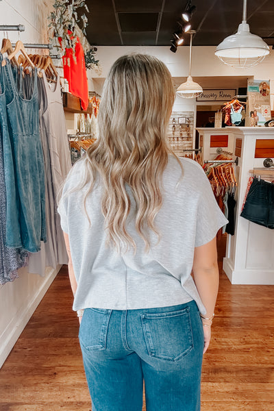 Slub Knit Boxy Tee - Heather Grey