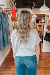 Slub Knit Boxy Tee - Heather Grey