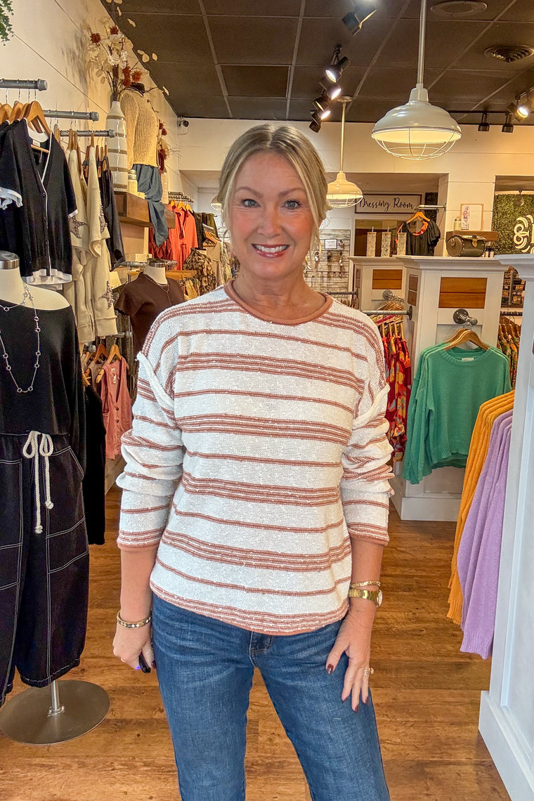 Tinsley Striped Pullover -Poppy