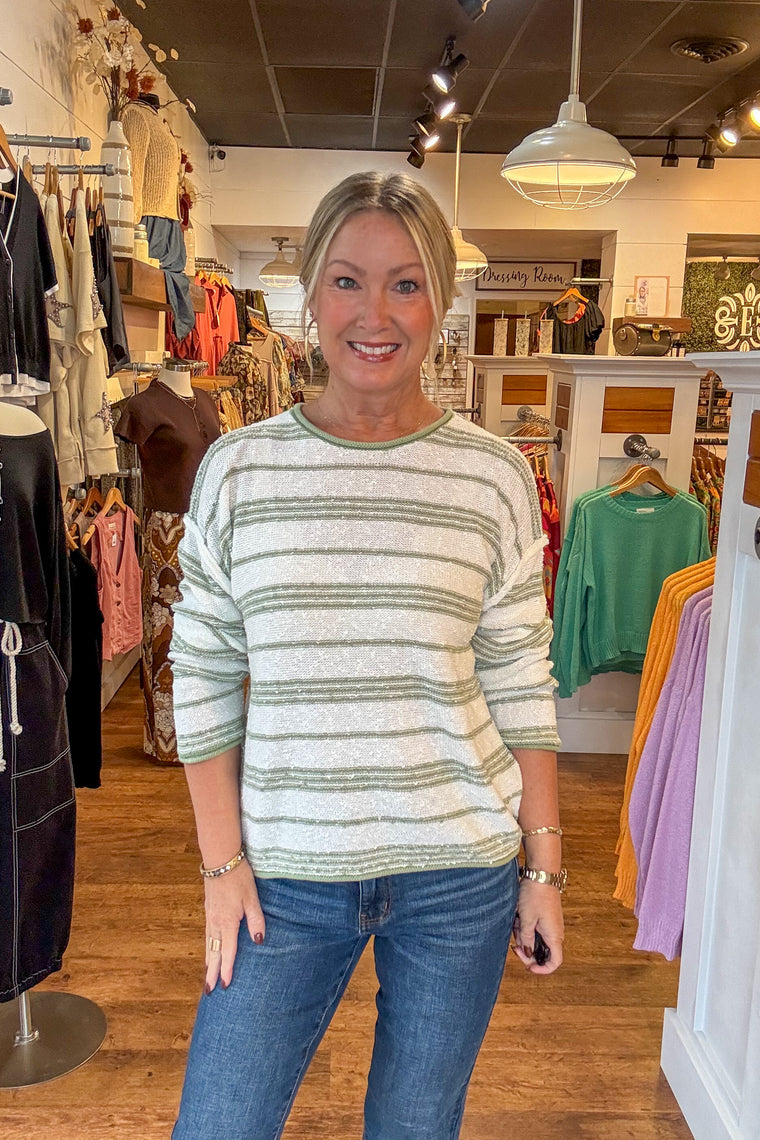 Tinsley Striped Pullover -Lime