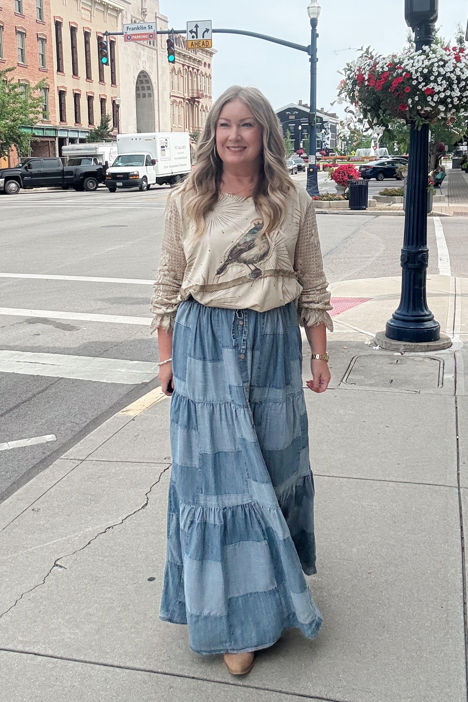Jaded Gypsy Patchwork Skies Ruffle Skirt