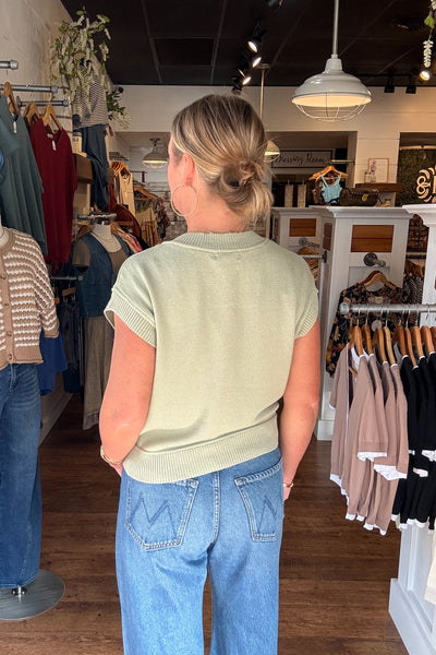 Mabel Button Down Vest - Sage