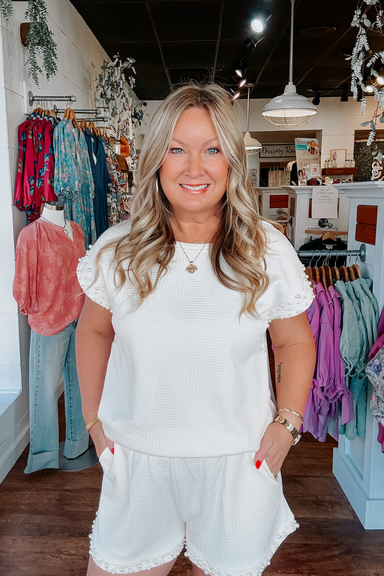 Greer Pearl Trimmed Top