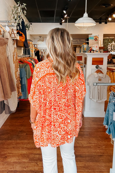 Lenny Button Down Top - Orange