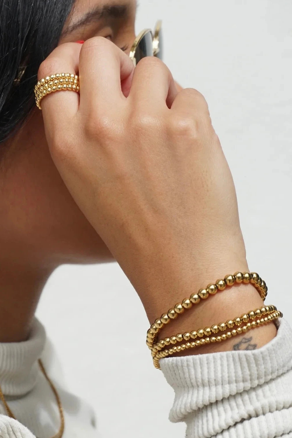 Jensie Beaded Bracelet Set - Silver