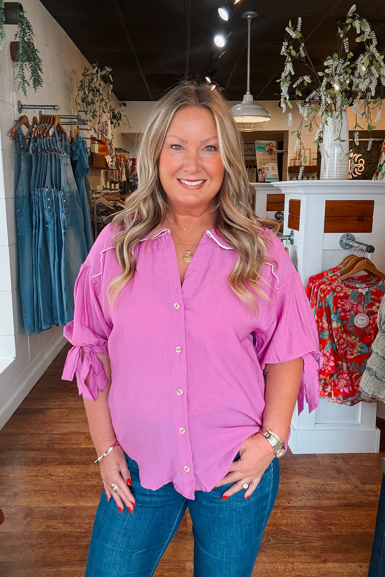 Annabelle Button Down Shirt - Lilac