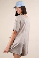 Kylie Mineral Washed Romper - Taupe