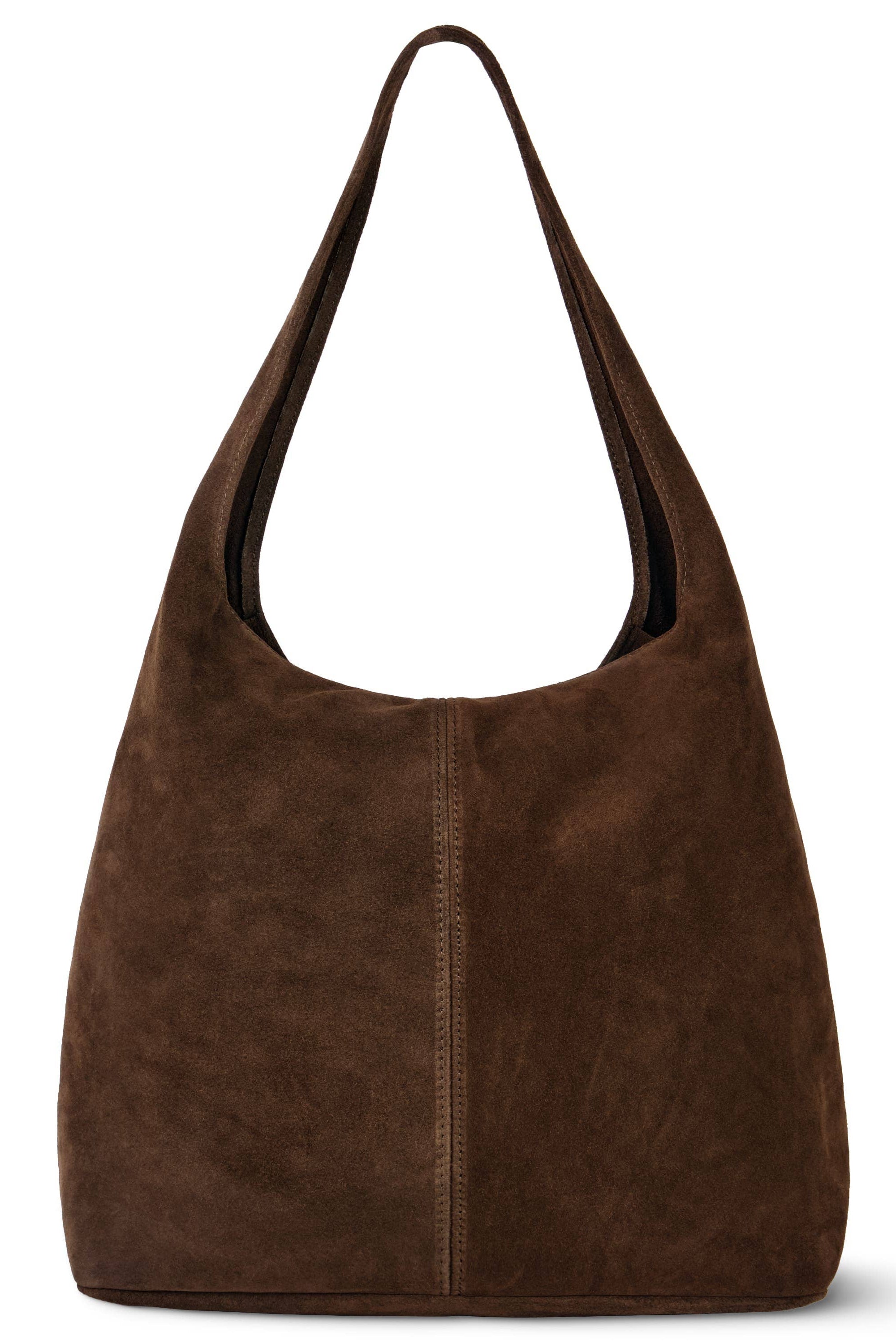 Palermo Italian Genuine Suede Hobo Bag - Chocolate Suede
