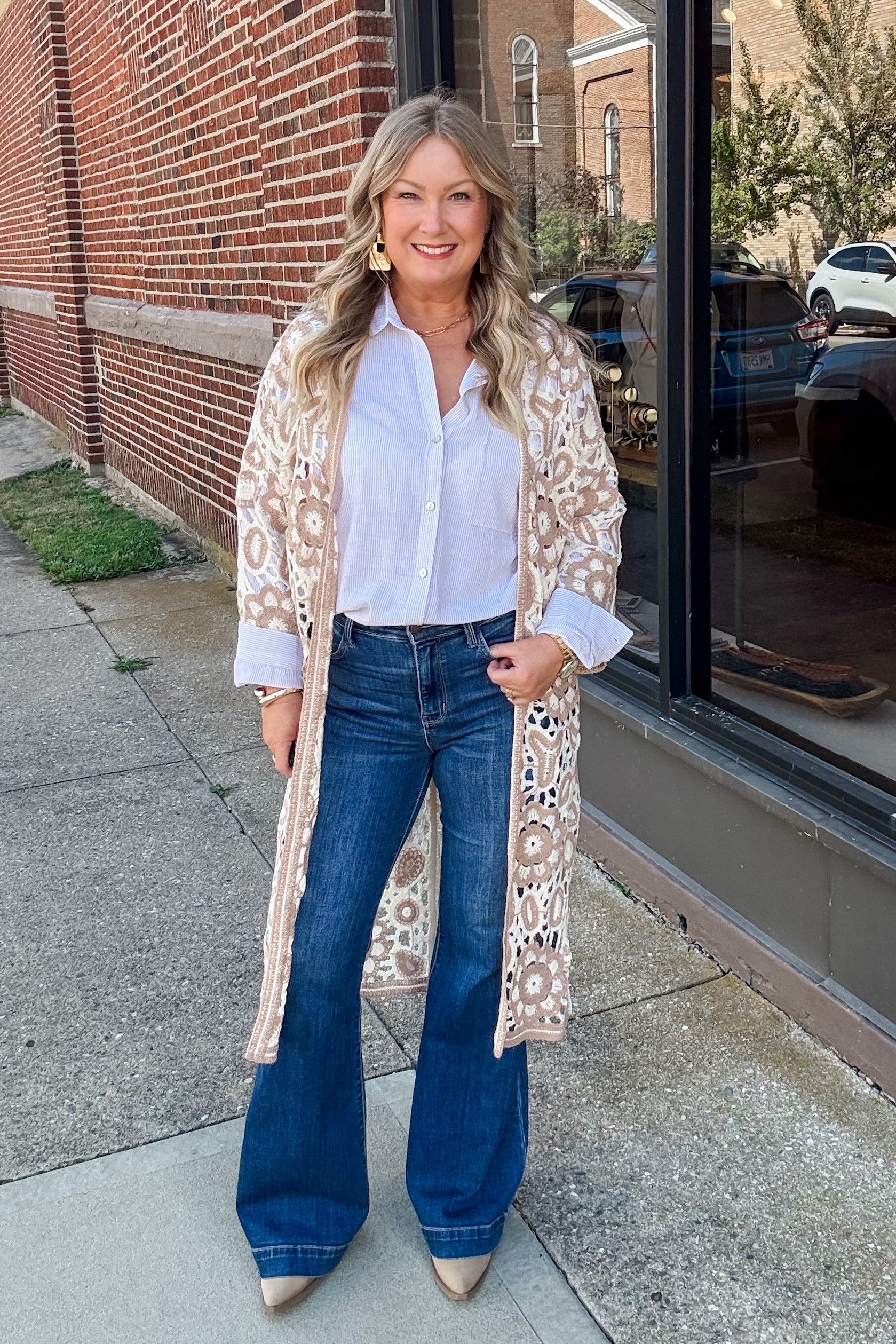 Marlow Crochet Cardigan - Beige
