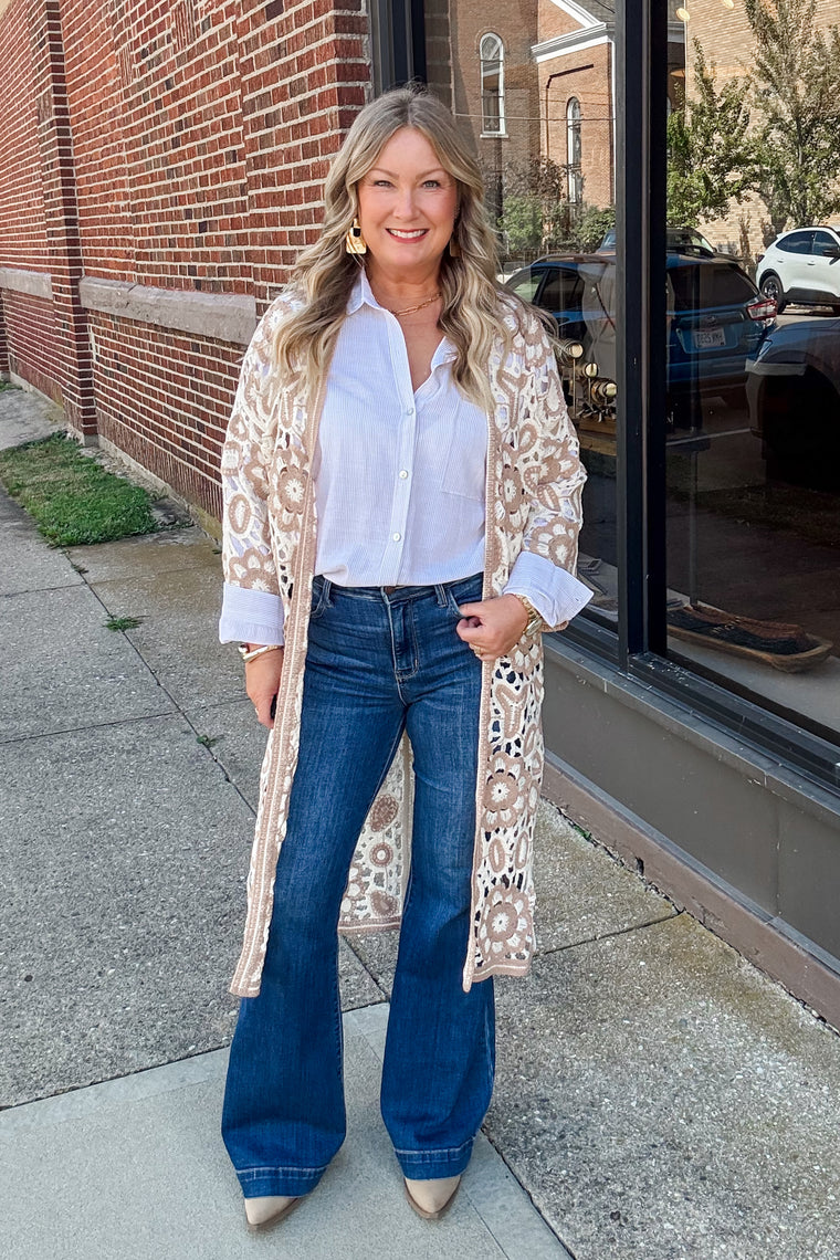 Marlow Crochet Cardigan - Beige