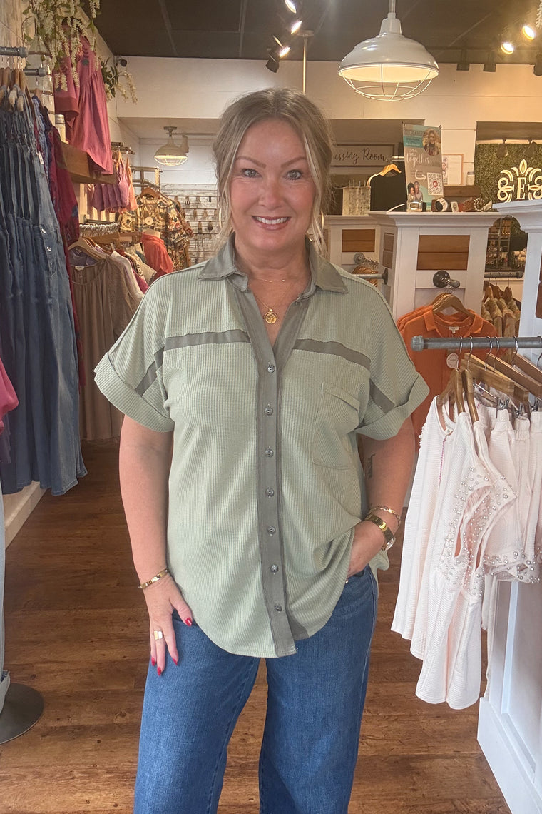 Darcy Button Down Top - Green
