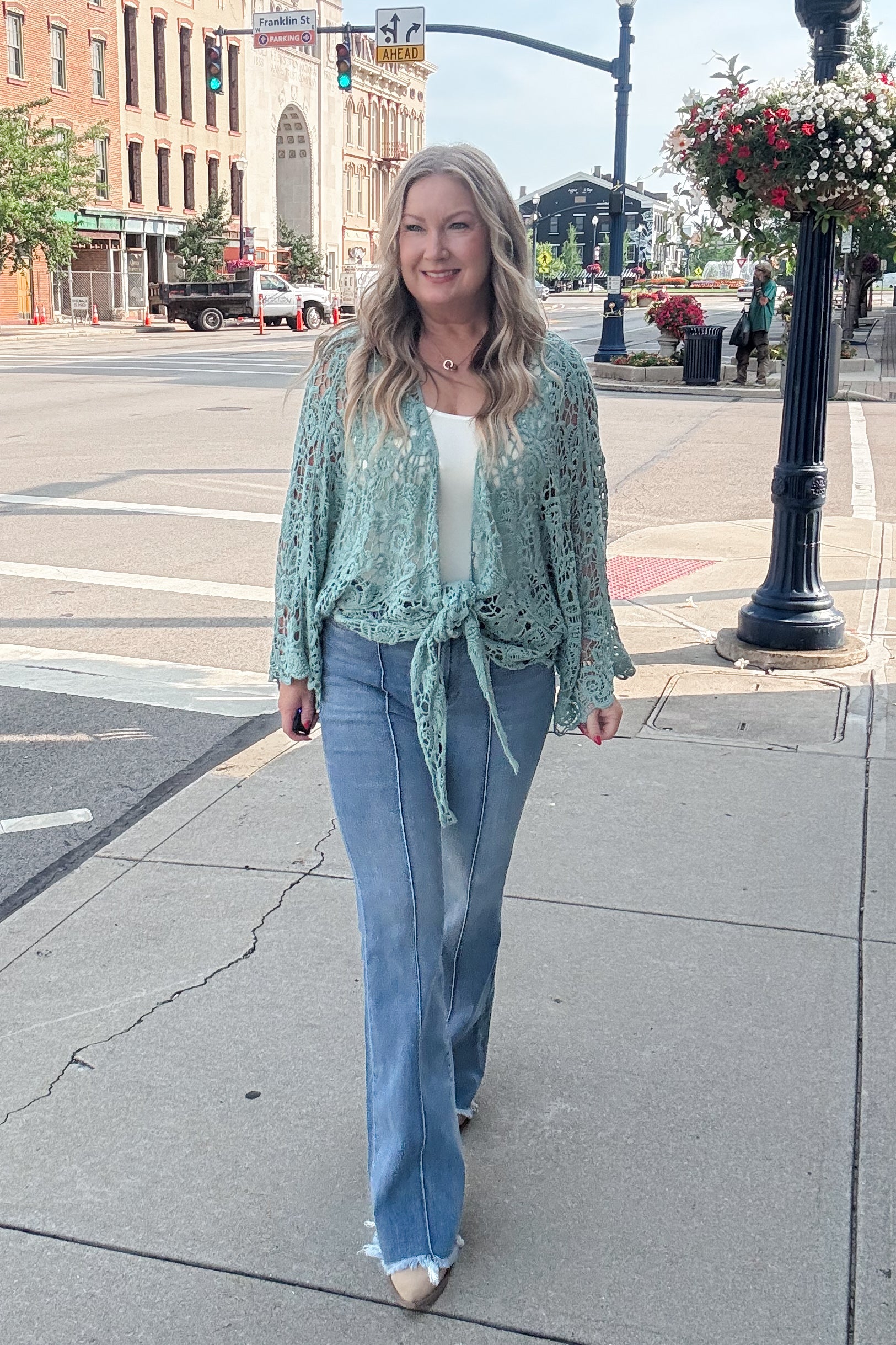 Tie Lace Kimono - Mint