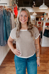 Geo Short Sleeve Sweater - Mocha