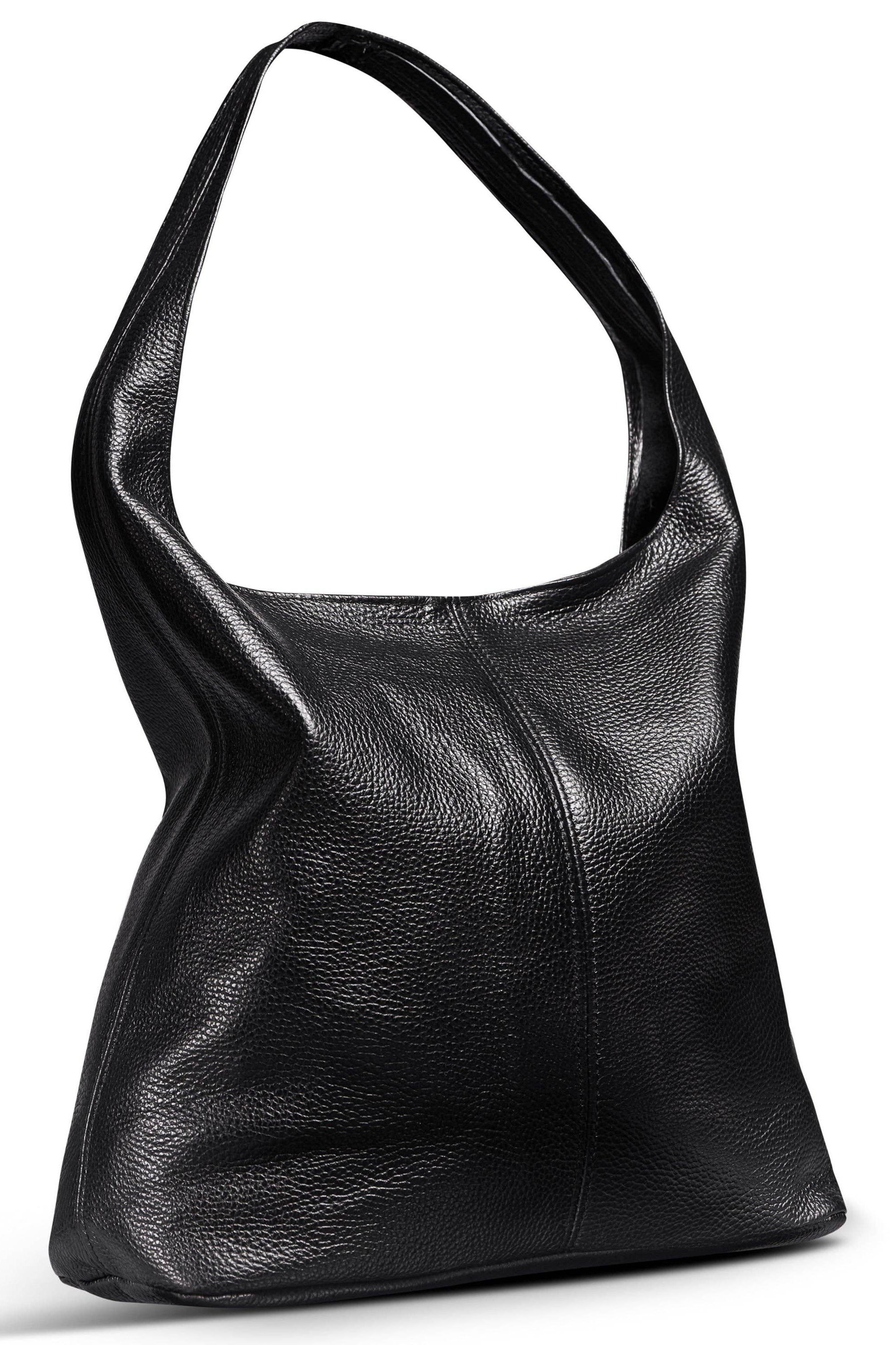 Siena Italian Full-Grain Leather Hobo Bag - Black