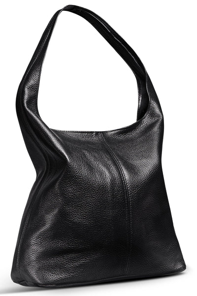 Siena Italian Full-Grain Leather Hobo Bag - Black