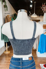 The Stella Cropped Padded Bra - Ash Black