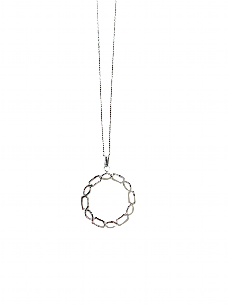 Circle Chain Pendant Necklace - Silver