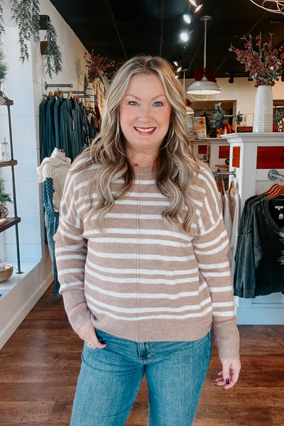 Noah Striped Sweater -Taupe