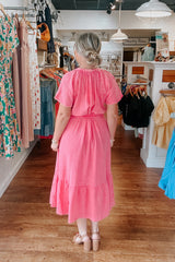 Carolina Button Down Dress - Hot Pink