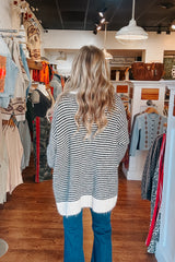 Winnie Striped Button Front Knit Cardigan