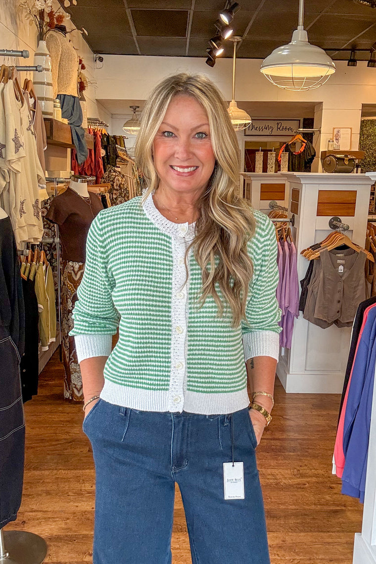 Josie Striped Cardigan - Green