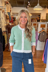 Josie Striped Cardigan - Green