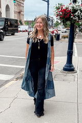 Jaded Gypsy Patchwork Skies Hooded Vest Duster