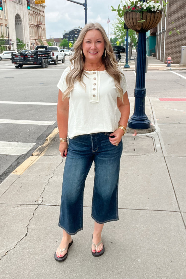 Judy Blue Tummy Control Wide Leg Cropped
