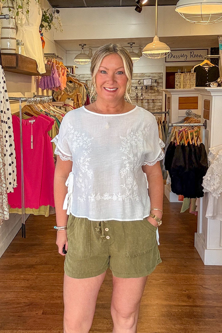 Florence Drawstring Shorts - Olive