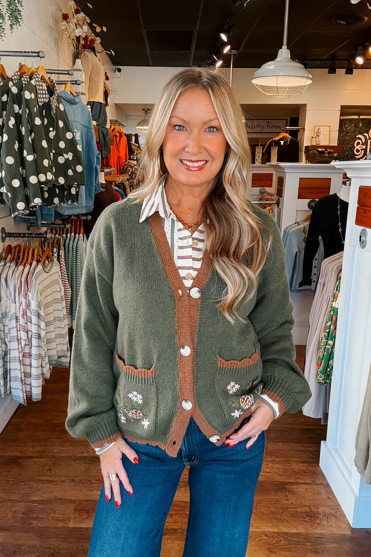 Beatrice Knit Cardigan - Forest Green
