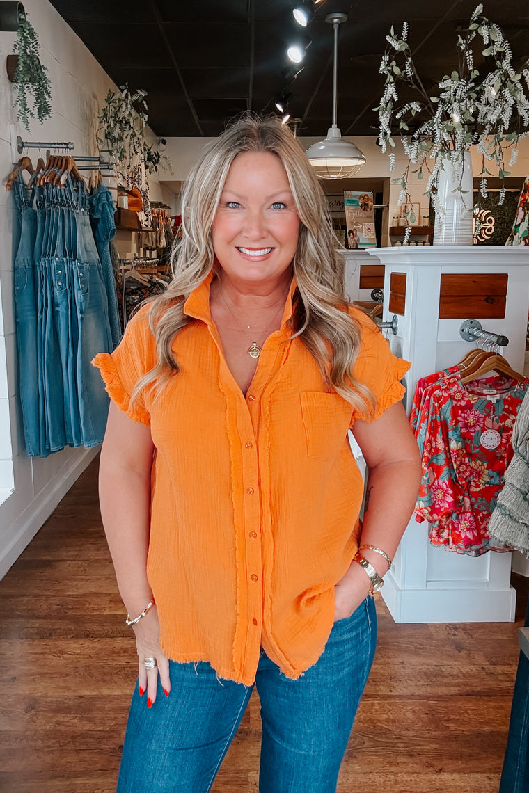 Darlene Button Up Shirt - Papaya