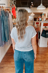 Geo Short Sleeve Sweater - Denim
