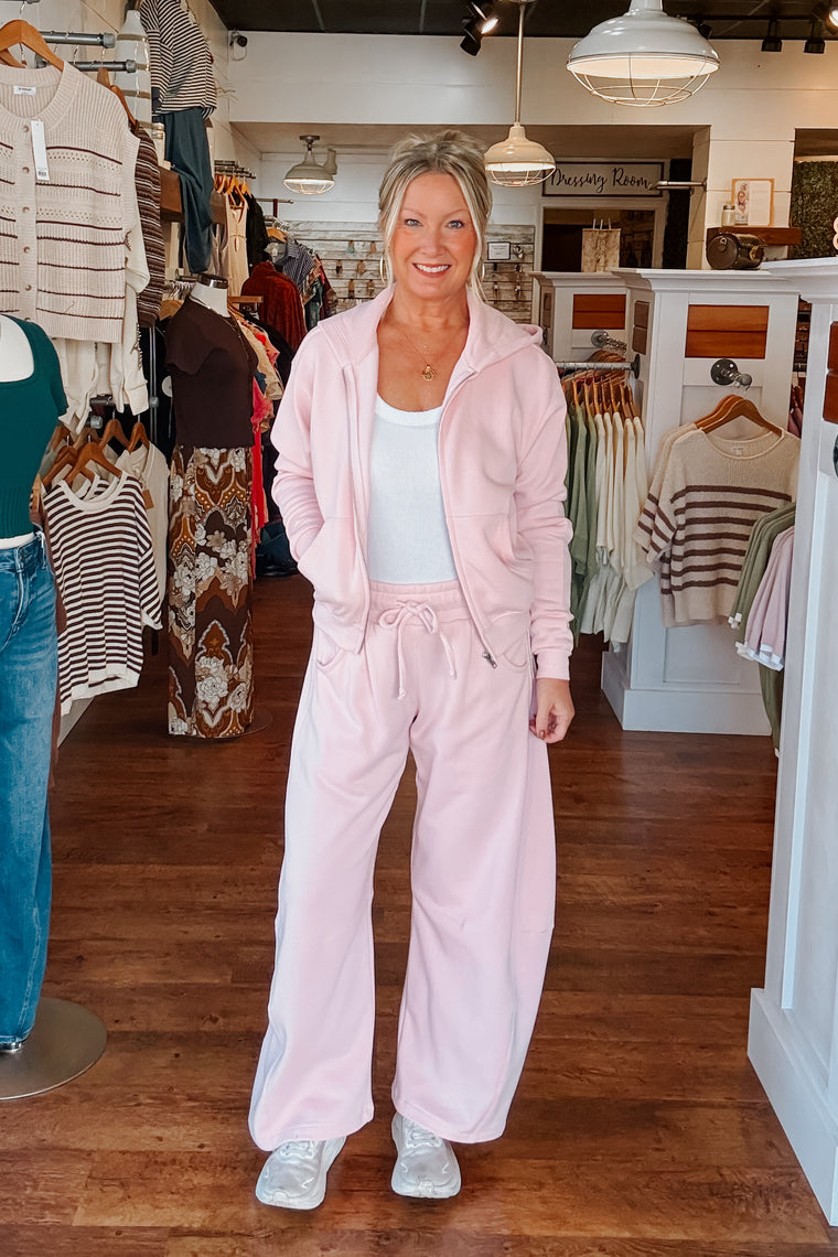 Barrel Leg Sweatpants - Pink