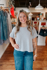 Slub Knit Boxy Tee - Heather Grey