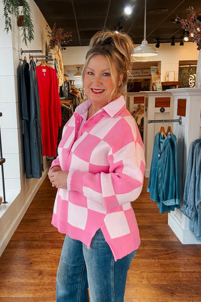 Audrey Checkerboard Pullover
