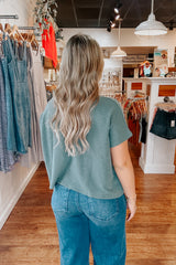 Slub Knit Boxy Tee - Ash Jade