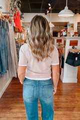 Double Layer Short Sleeve Cardigan - Blush